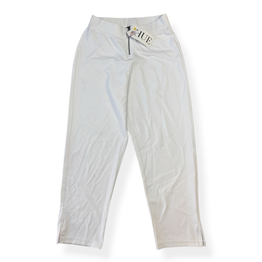 Hue Zippered High Waist Crepe Capri Pants Womens Size S White NWT